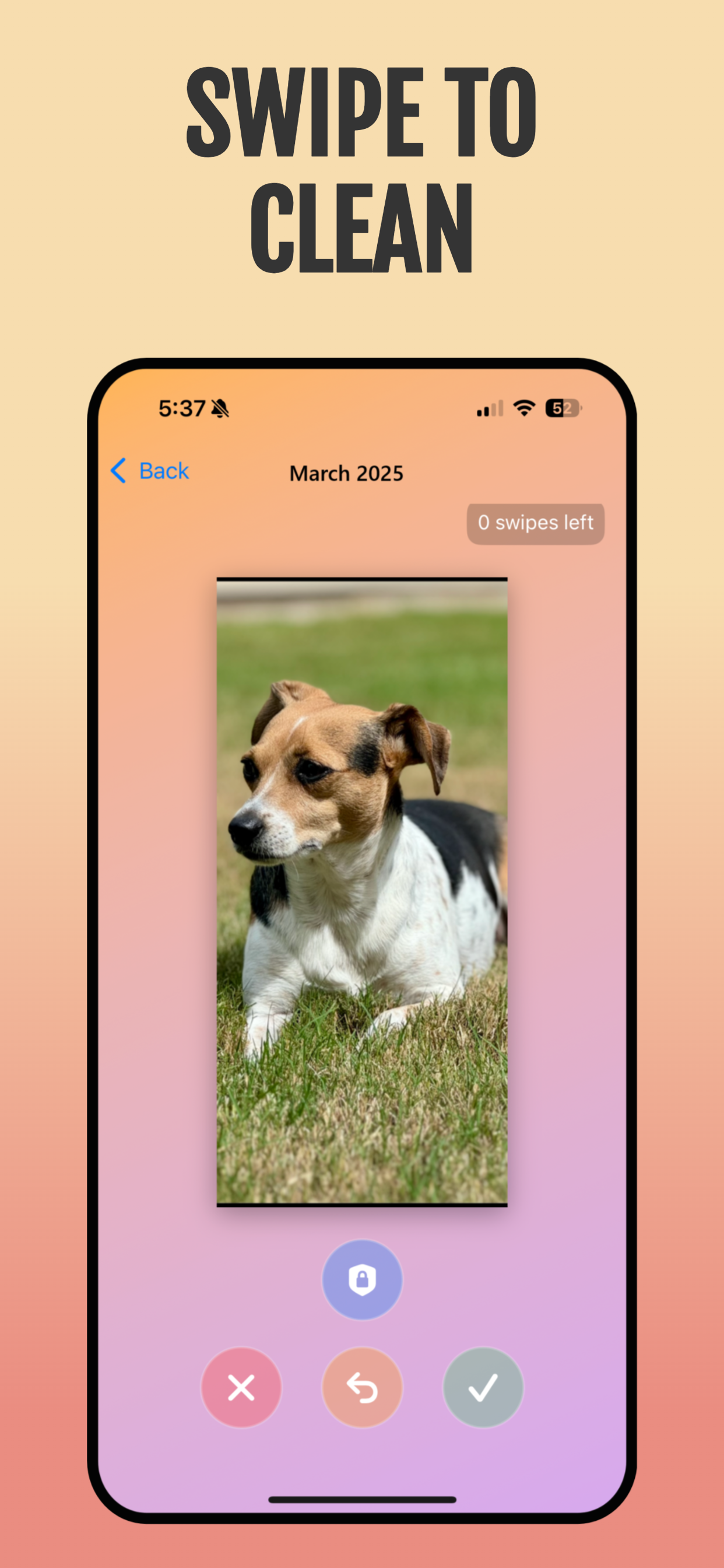 Clean Swipe AI screenshot showing swipe cleaning feature
